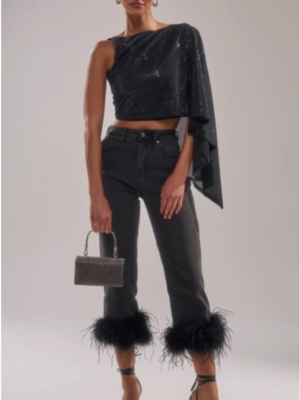 Akira Feather-Hem Bootleg Jeans